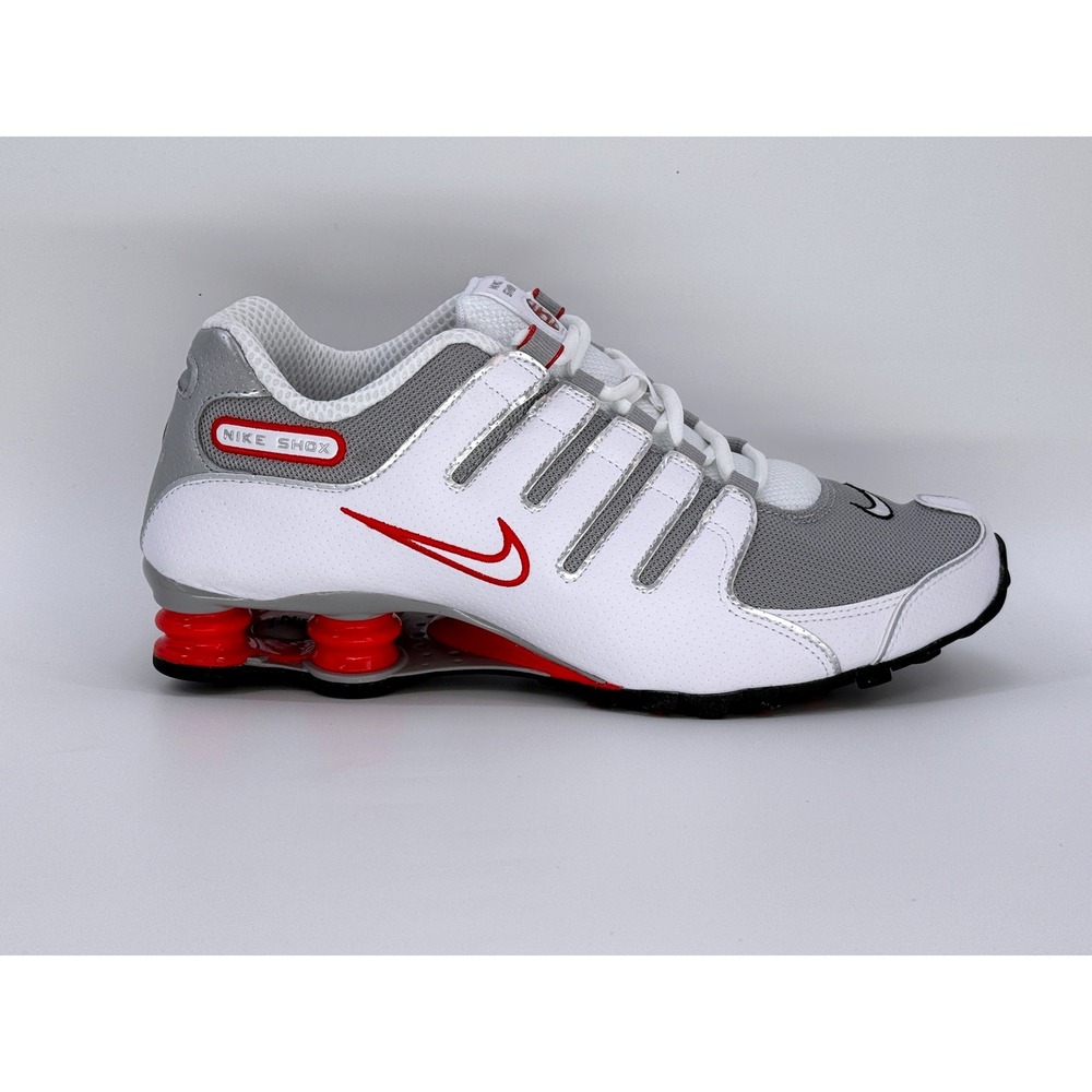 Nike Shox NZ Men's 10 Running Shoes White Metallic Silver Red 378341-104